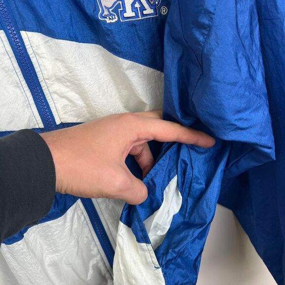 Vintage 90s Kentucky Wildcats Pro Player Royal Blue Gray Wind Breaker Size L - Picture 7 of 8